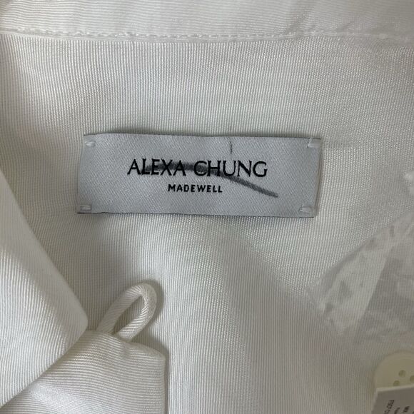 Alexa Chung for Madewell Pleat-Pocket Button-Up Shirt Small Eyelet White NT108 - Picture 6 of 16